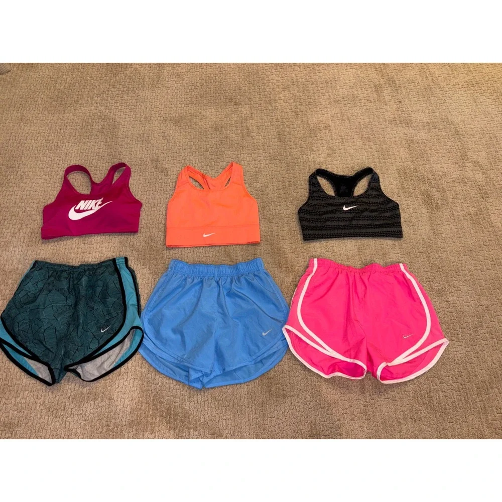 Nike Womens Dri-FIT 6 Piece Activewear Bundle Sports Bras XS Running Shorts S - Picture 2 of 8